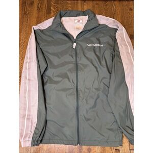Vintage Men's New Balance Windbreaker Jacket Green With Grey Stripe